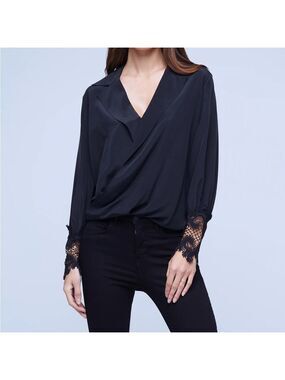 L'AGENCE Joah Wrap-Front 100% Silk Blouse Size S